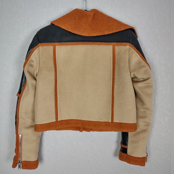 Jonathan Simkhai Adelyn Virgin Wool Sherpa Bomber Aviator Color Block Jacket XS - Picture 3 of 16